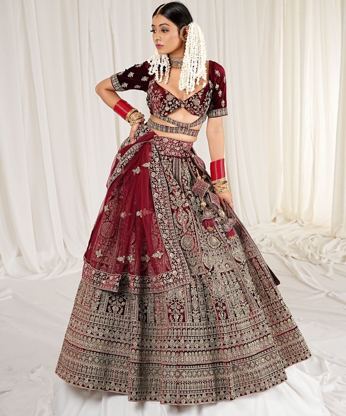 Bridal Maroon Lehengas - Buy Bridal Maroon Lehengas Online Starting at Just  ₹240 | Meesho